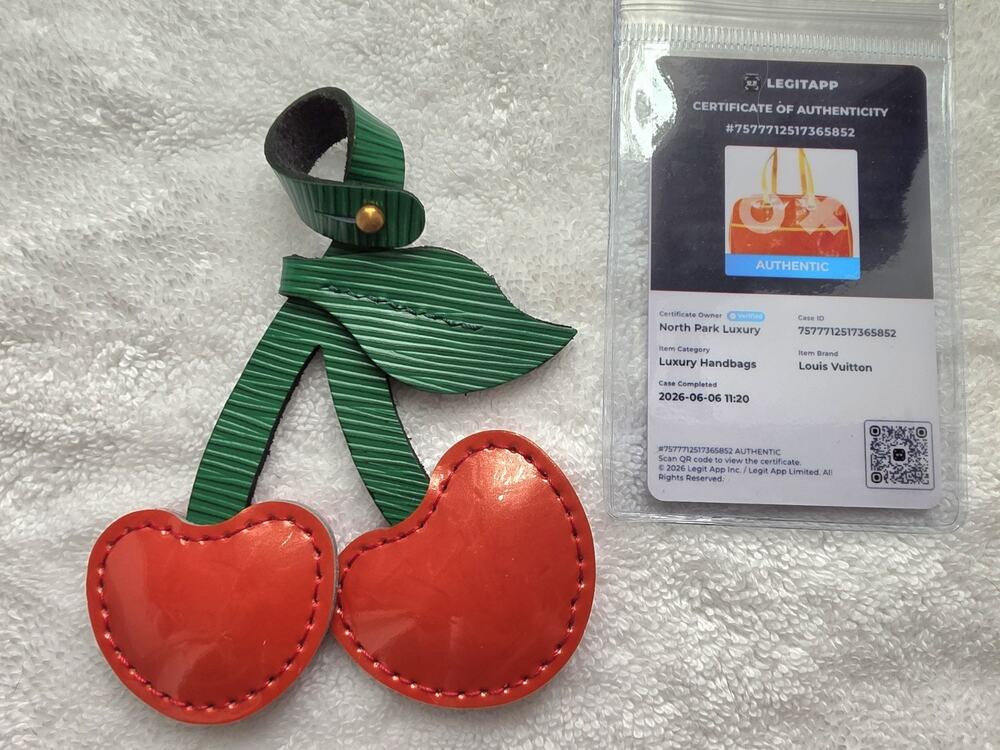 Pre-owned Upcycled Louis Vuitton Red Cherry Bag Charm Logo Accent